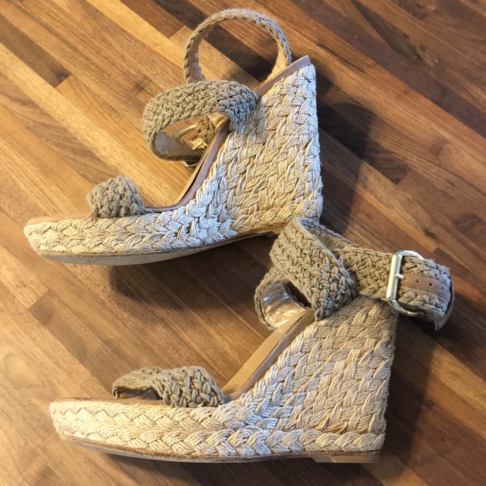 Stuart Weitzman criss-cross strap wedges